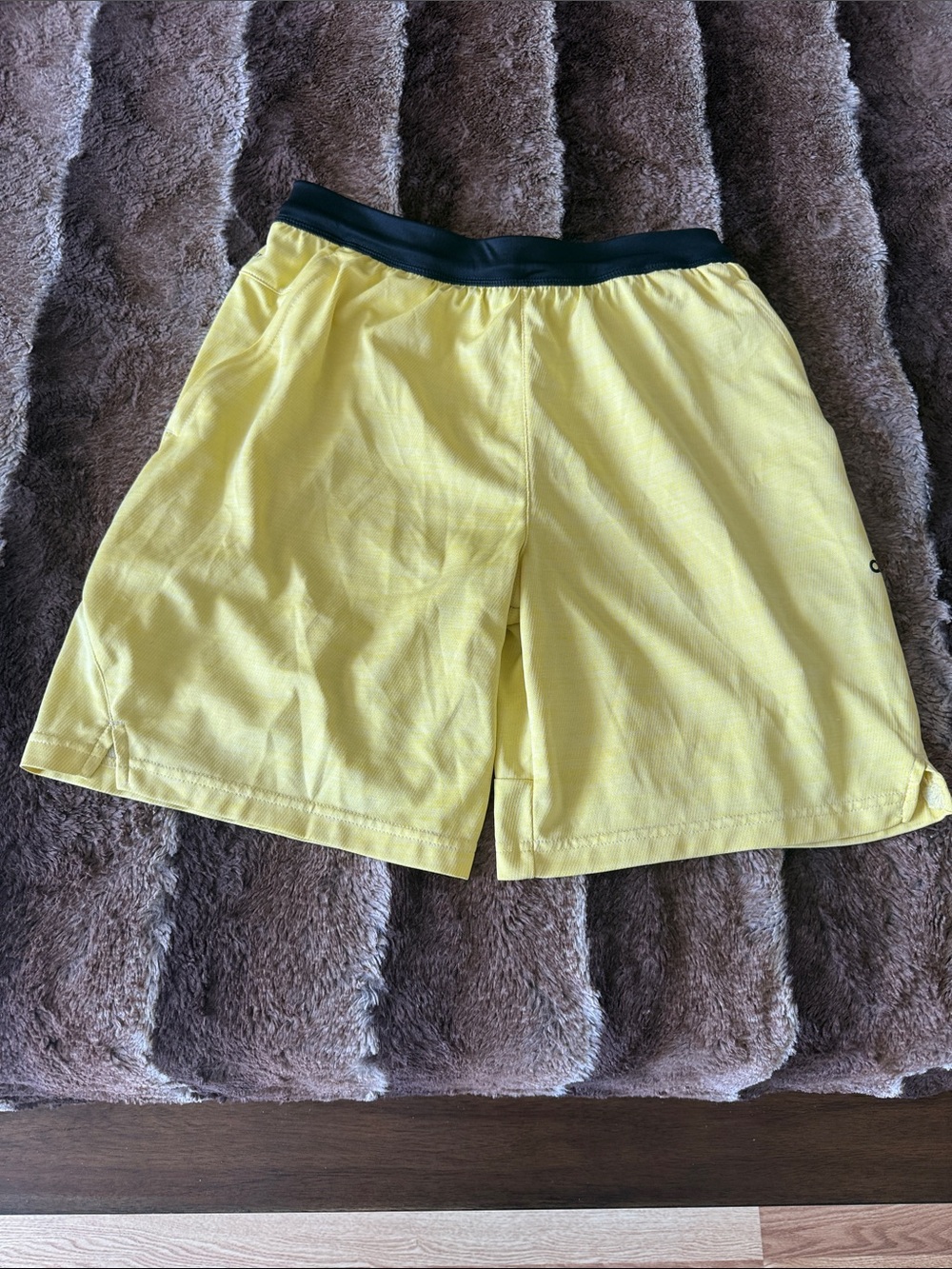 adidas Men’s Yellow Athletic Shorts with Black Waistband